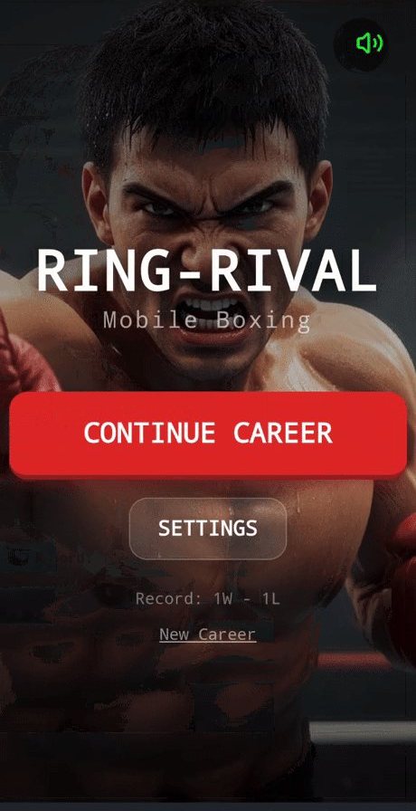 Ring-Rival's title screen on a phone — Continue Career over a snarling boxer